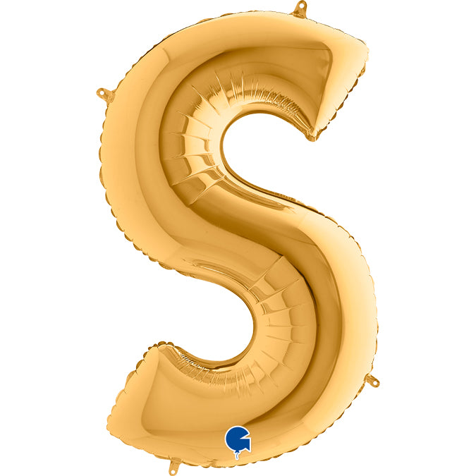 Buchstabe S gold Folienballon 102cm ungefüllt