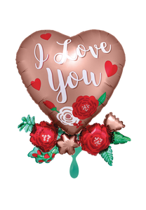 I Love You Rosegold Herz Folienballon 76cm ungefüllt