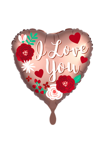 I Love You Rosegold Herz Folienballon 45cm ungefüllt
