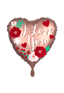 I Love You Rosegold Herz Folienballon 45cm heliumgefüllt