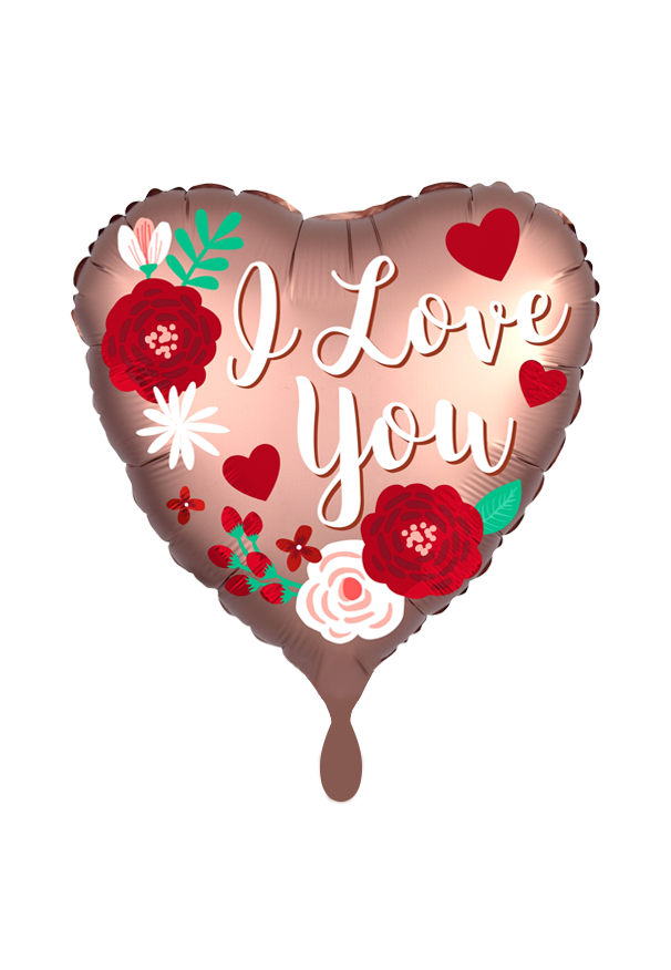 I Love You Rosegold Herz Folienballon 45cm heliumgefüllt