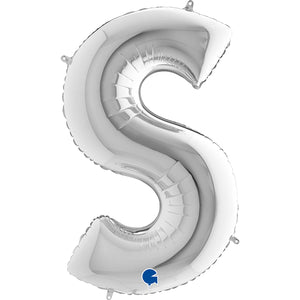 Buchstabe S silber Folienballon 102cm heliumgefüllt