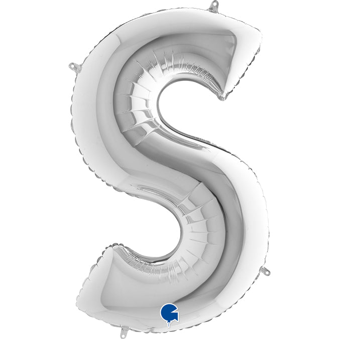 Buchstabe S silber Folienballon 102cm heliumgefüllt