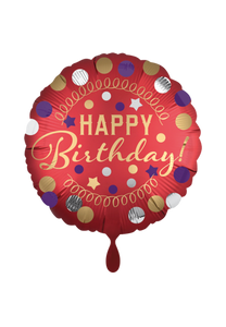 Happy Birthday Red Satin Folienballon 45cm heliumgefüllt