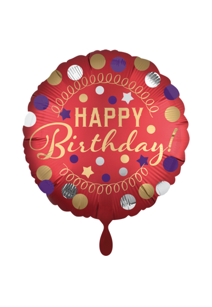 Happy Birthday Red Satin Folienballon 45cm heliumgefüllt