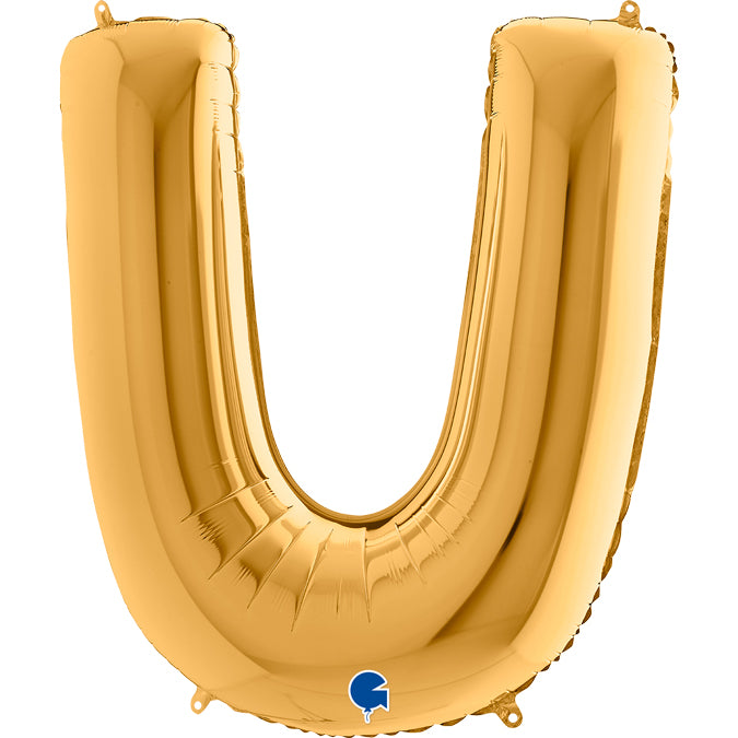 Buchstabe U gold Folienballon 102cm ungefüllt