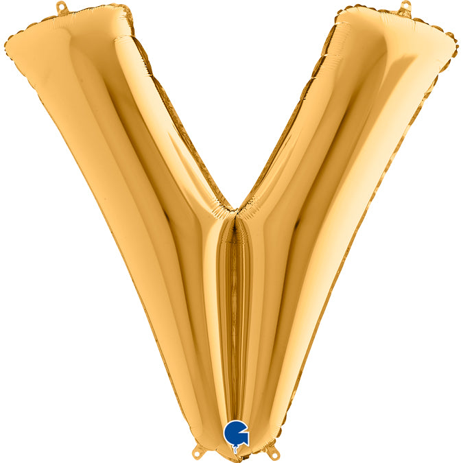 Buchstabe V gold Folienballon 102cm ungefüllt
