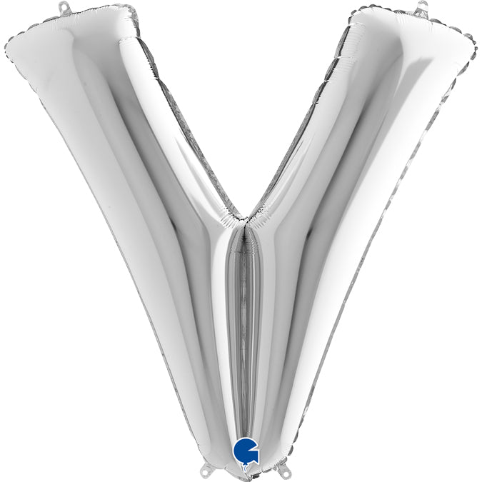 Buchstabe V silber Folienballon 102cm heliumgefüllt