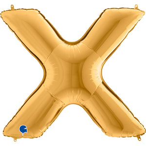 Buchstabe X gold Folienballon 102cm ungefüllt