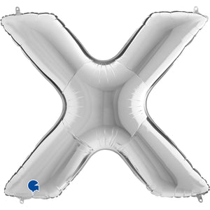 Buchstabe X silber Folienballon 102cm ungefüllt