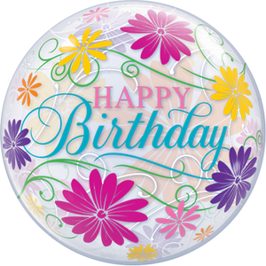 Birthday Flowers and Filigree Bubble Ballon