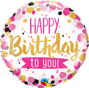 Happy Birthday to you Pink & Gold Folienballon 45cm heliumgefüllt