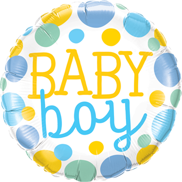 Baby Boy Dots Folienballon 45cm heliumgefüllt