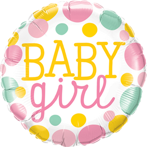 Baby Girl Dots Folienballon 45cm ungefüllt