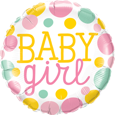 Baby Girl Dots Folienballon 45cm ungefüllt