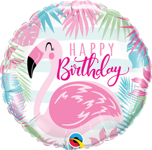 Happy Birthday Pink Flamingo Folienballon 45cm heliumgefüllt