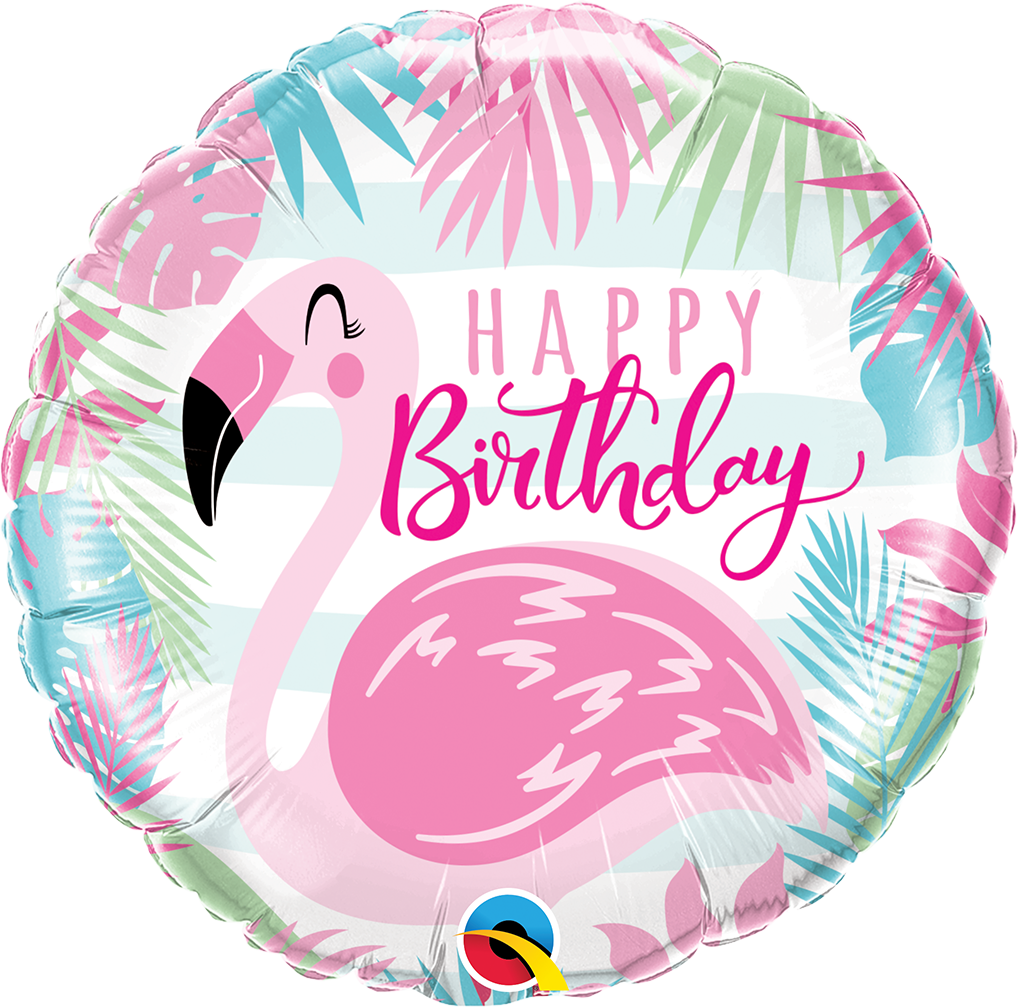 Happy Birthday Pink Flamingo Folienballon 45cm heliumgefüllt
