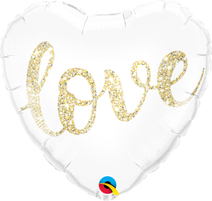 Love gold Script Herz Folienballon 45cm heliumgefüllt