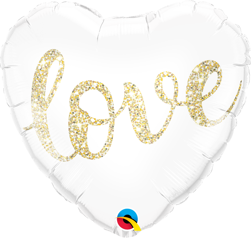 Love gold Script Herz Folienballon 45cm heliumgefüllt