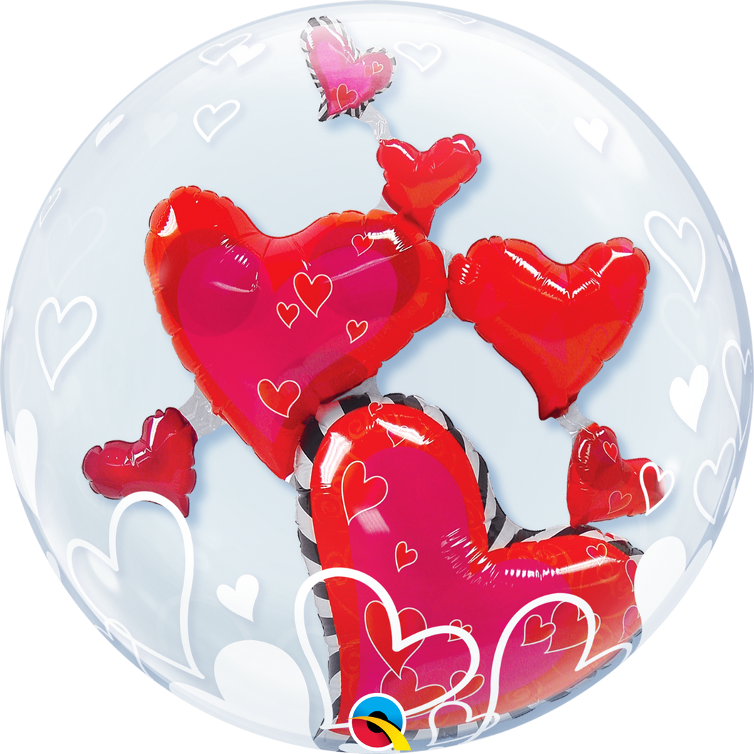 Lovely Floating Hearts Double Bubble heliumgefüllt