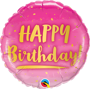 Birthday Gold & Pink Folienballon 45cm ungefüllt