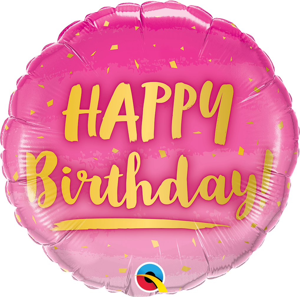 Birthday Gold & Pink Folienballon 45cm ungefüllt