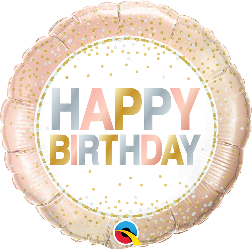 Birthday Metallic Dots Folienballon 45cm heliumgefüllt