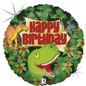 Happy Birthday Dinosaurier Folienballon 45cm ungefüllt