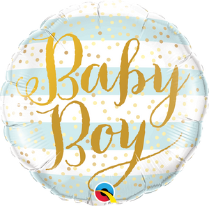 Baby Boy hellblau gold Folienballon 45cm ungefüllt