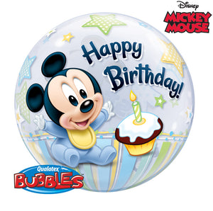 Mickey Mouse 1st Birthday Bubble Ballon heliumgefüllt