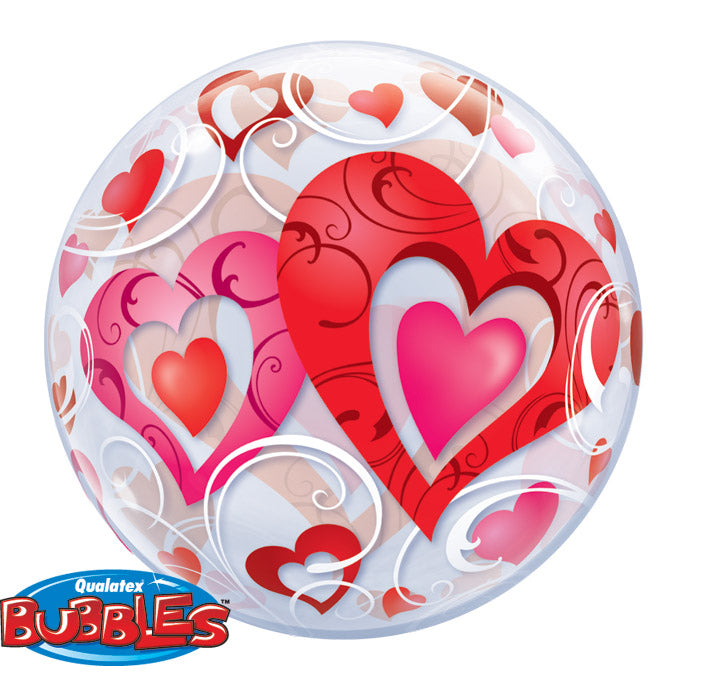Rote Herzen Bubble Ballon heliumgefüllt
