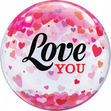 Laden Sie das Bild in den Galerie-Viewer, Love You Bubble Ballon heliumgefüllt
