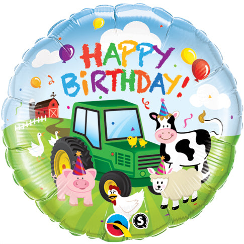 Happy Birthday Farm Folienballon 45cm ungefüllt