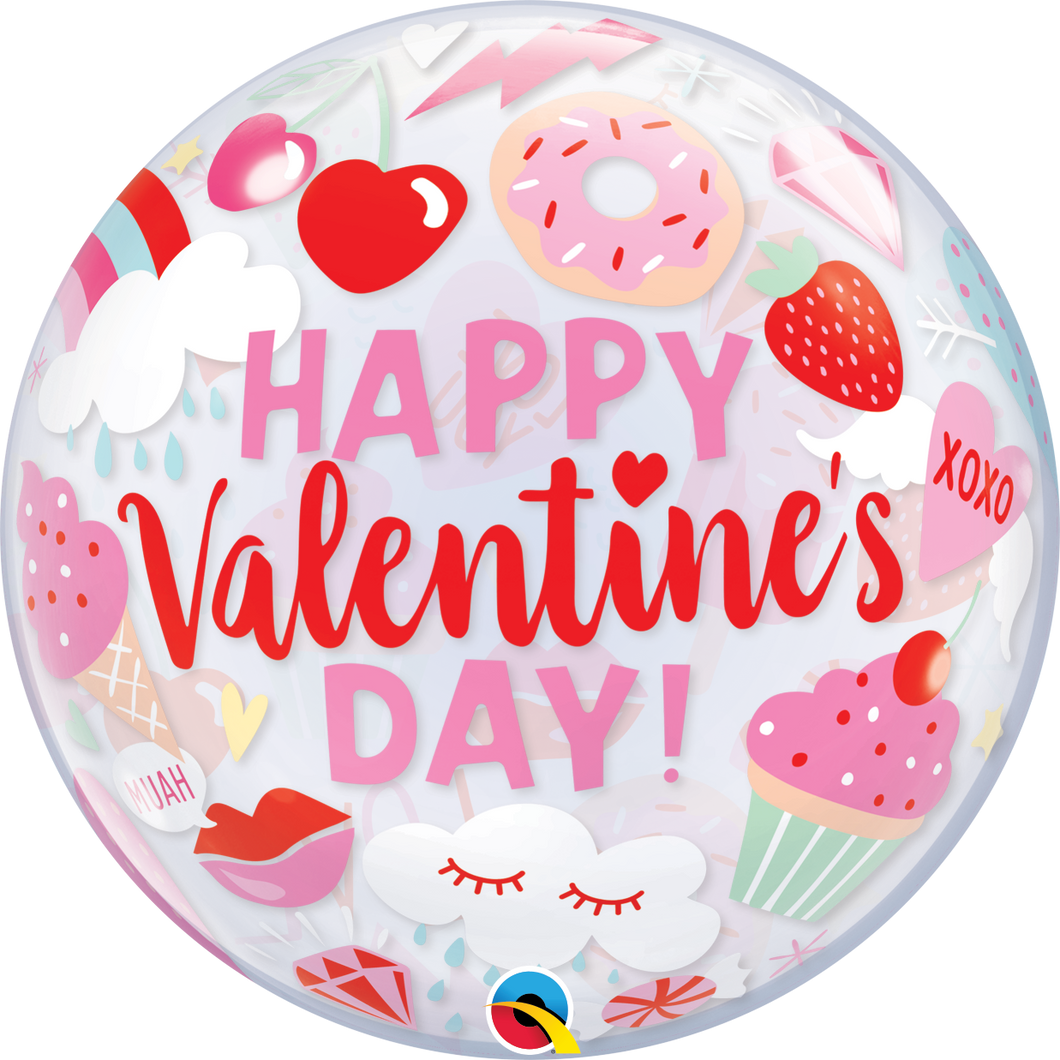 Happy Valentine's Day Bubble Ballon heliumgefüllt