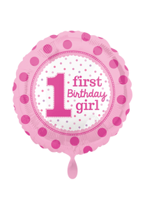 1st Birthday Girl Folienballon 45cm ungefüllt