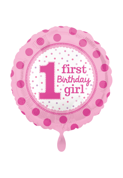 1st Birthday Girl Folienballon 45cm ungefüllt