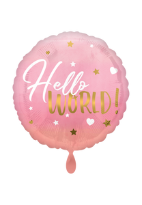 Hello World Girl Folienballon 45cm ungefüllt
