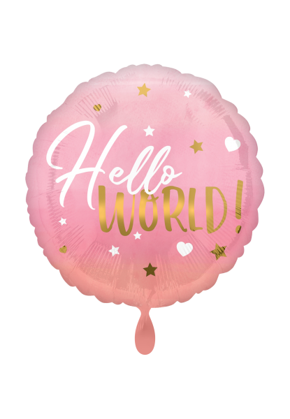 Hello World Girl Folienballon 45cm heliumgefüllt