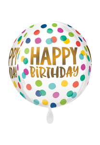 Happy Birthday Dots Orbz 40cm heliumgefüllt